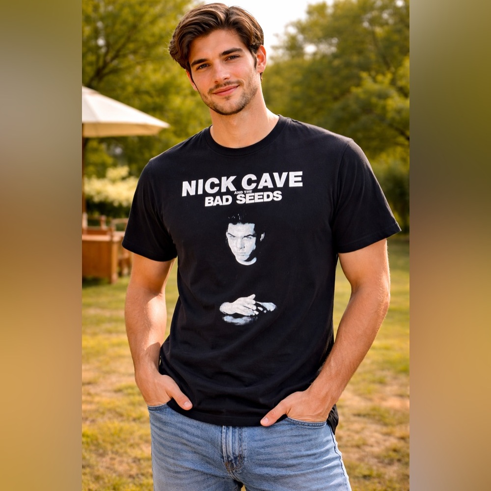 Nick Cave & The Bad Seeds Band T Shirt Black Graphic Tee Size M